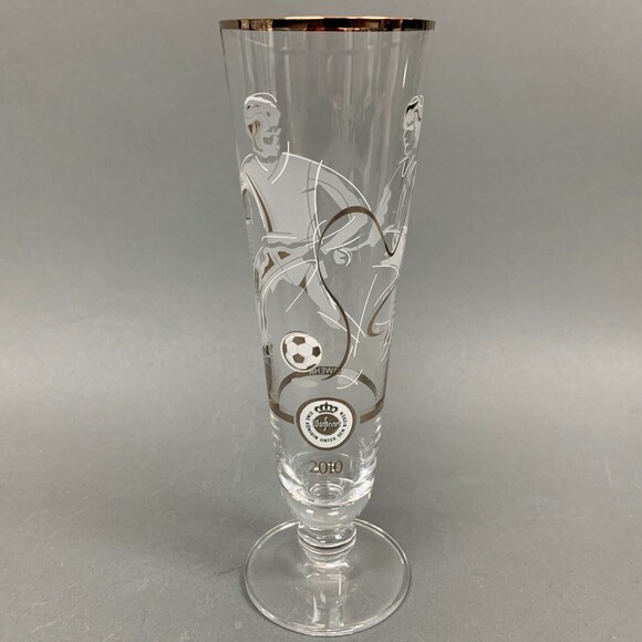 Warfteiner Abwehr Pilsner Clear Glass Gold Trim Eine Konigin Unter Den Bi 7 5/8" - Picture 1 of 11